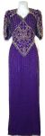 Half Sleeves Sequined Formal Mother of the Bride Dress in Purple/Silver